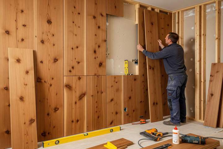 pose de bardage intérieure